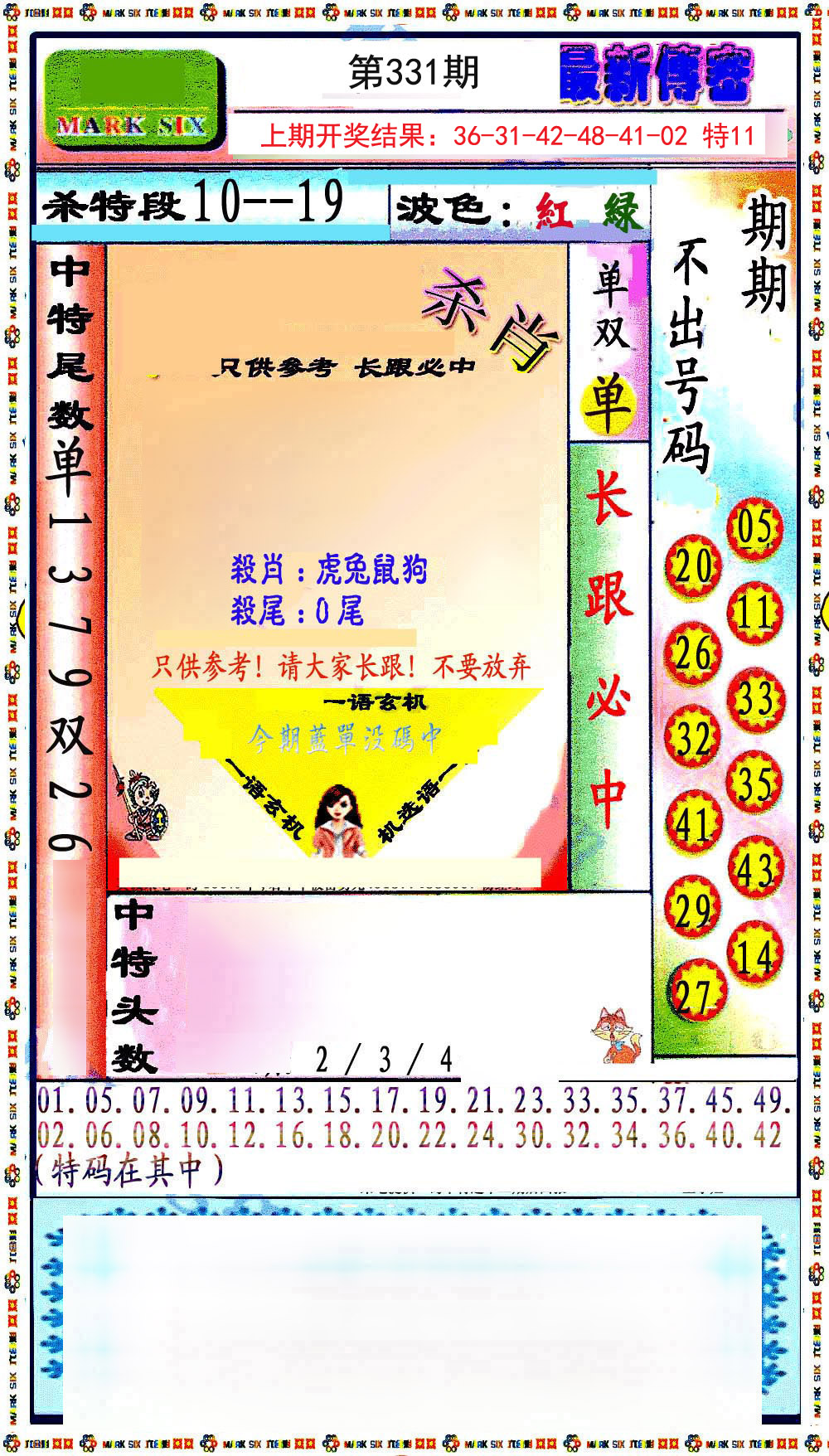 2024331期最新传密绝杀6肖