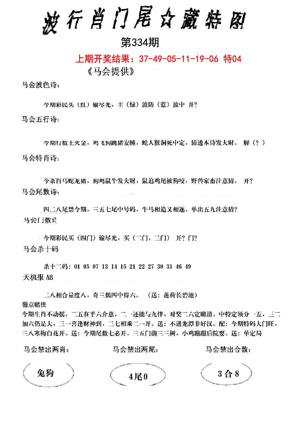 2024334期波行肖尾藏特图