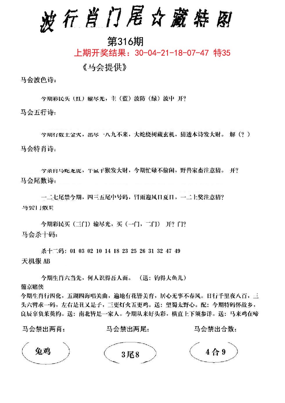 2024316期波行肖尾藏特图