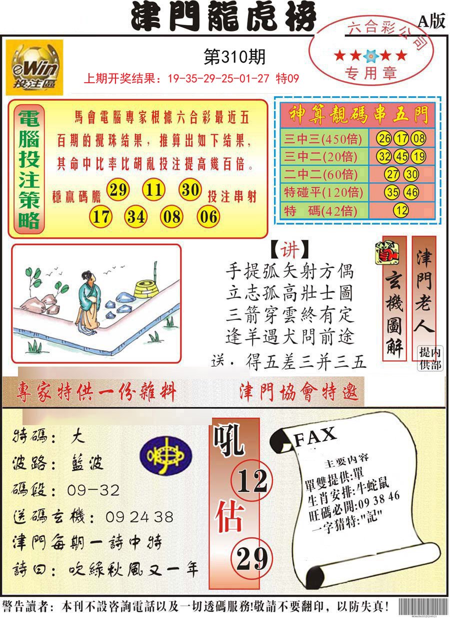 2024310期津门龙虎榜A