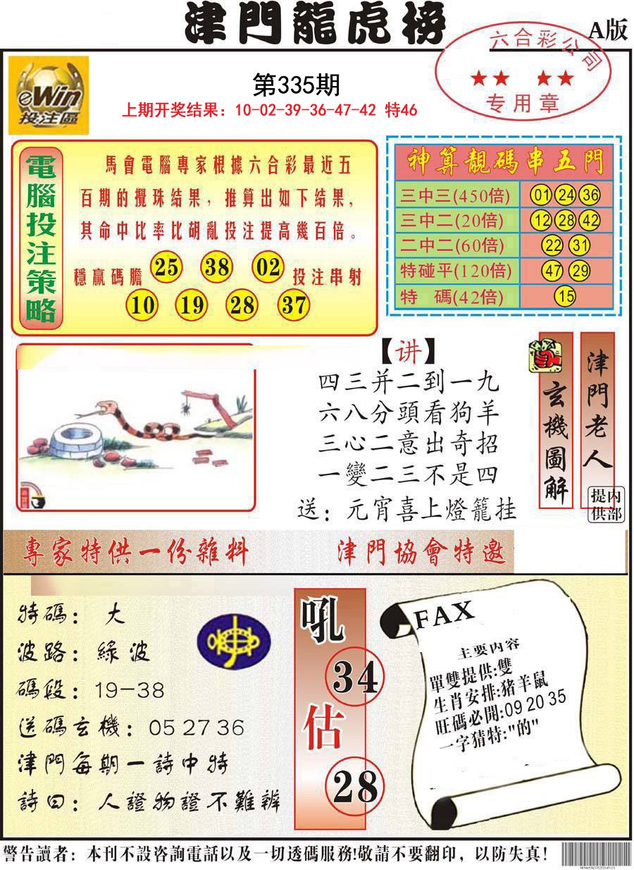 2024335期津门龙虎榜A
