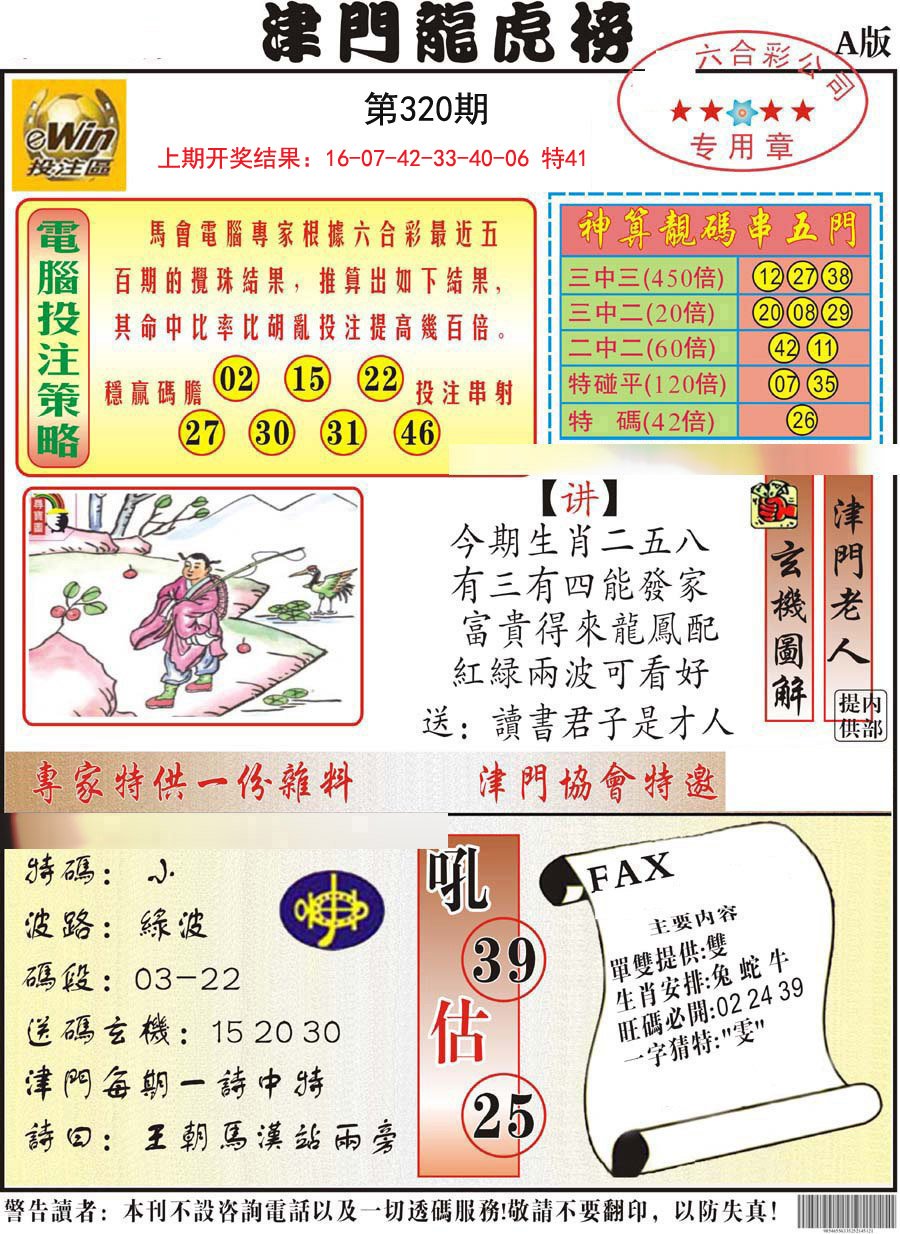 2024320期津门龙虎榜A