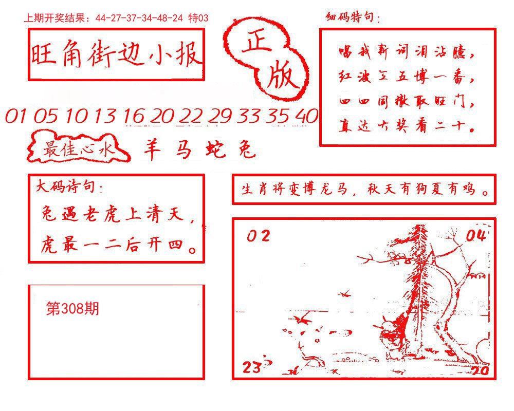 2024308期旺角街边小报