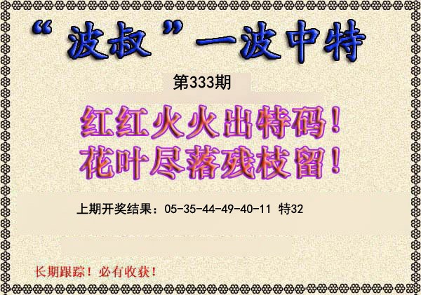 2024333期波叔一波中特