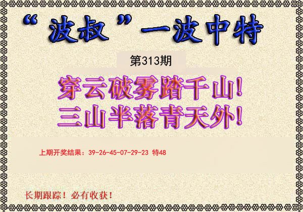 2024313期波叔一波中特