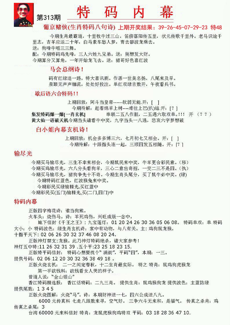 2024313期特码内幕A