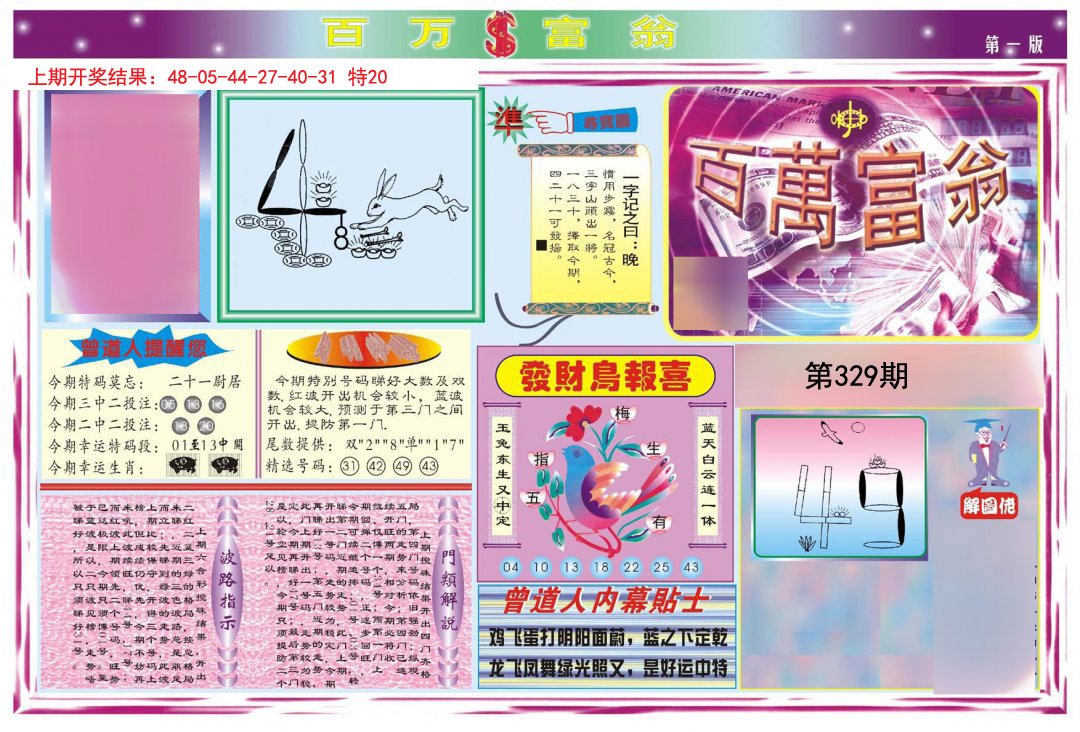 2024329期百万富翁A