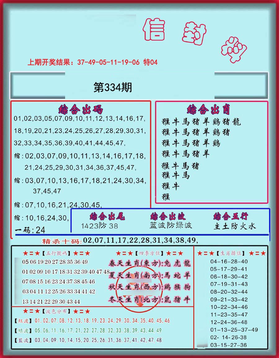 2024334期信封料