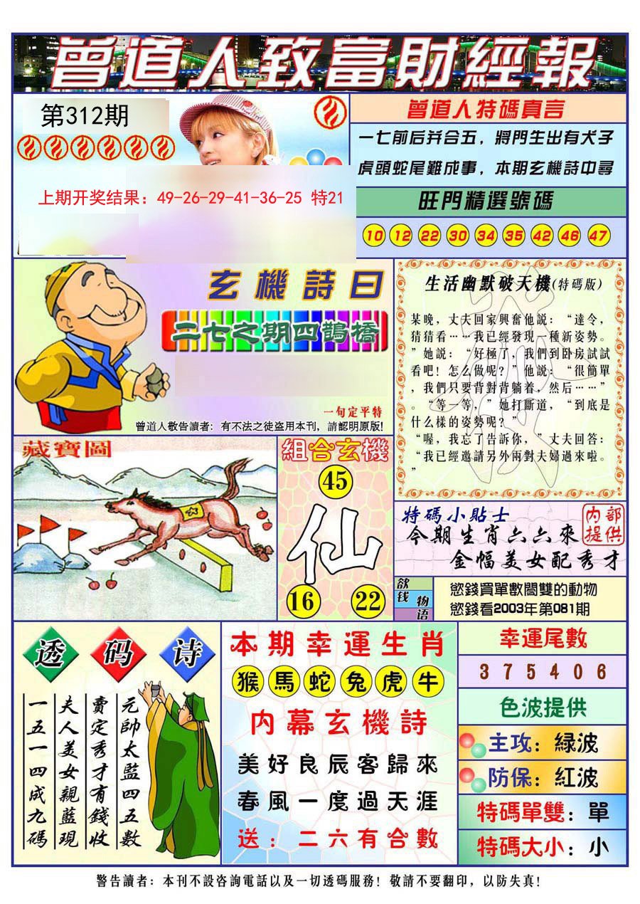 2024312期曾道人致福财经