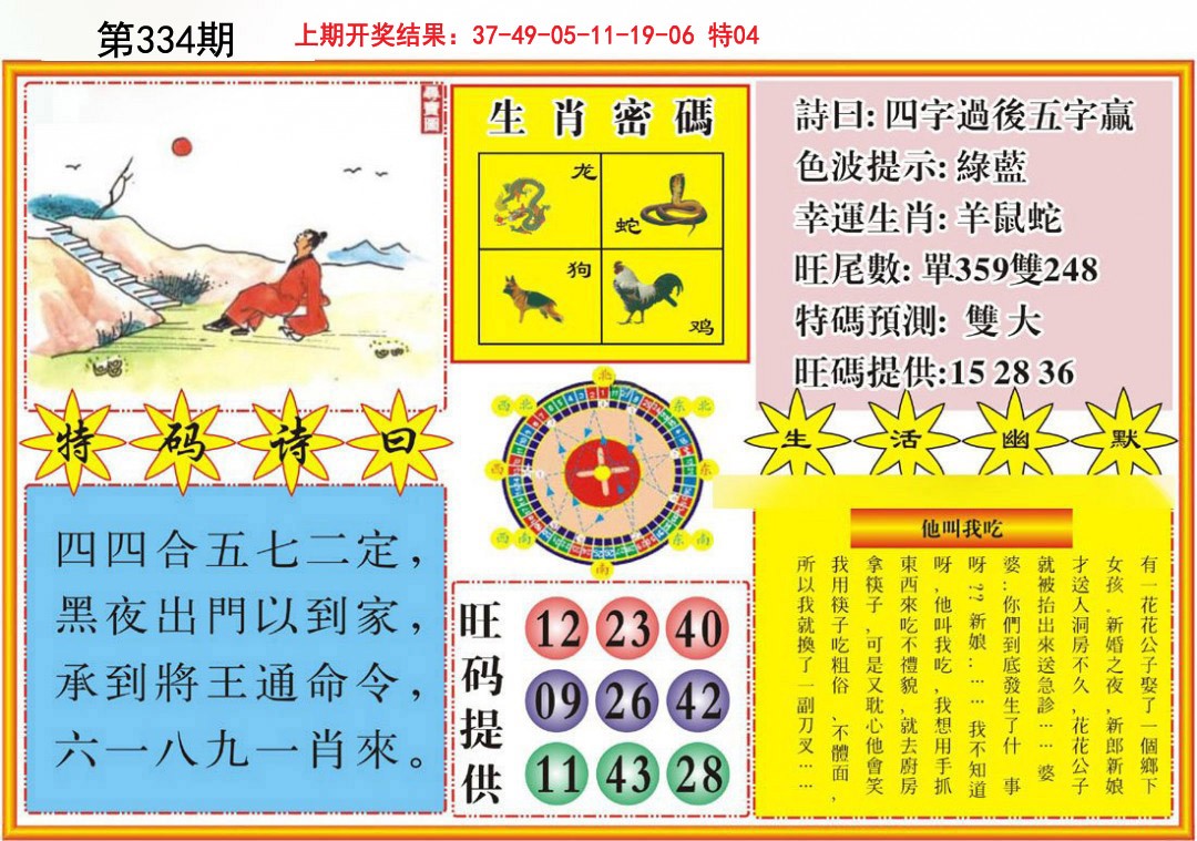 2024334期台湾八卦解宝图