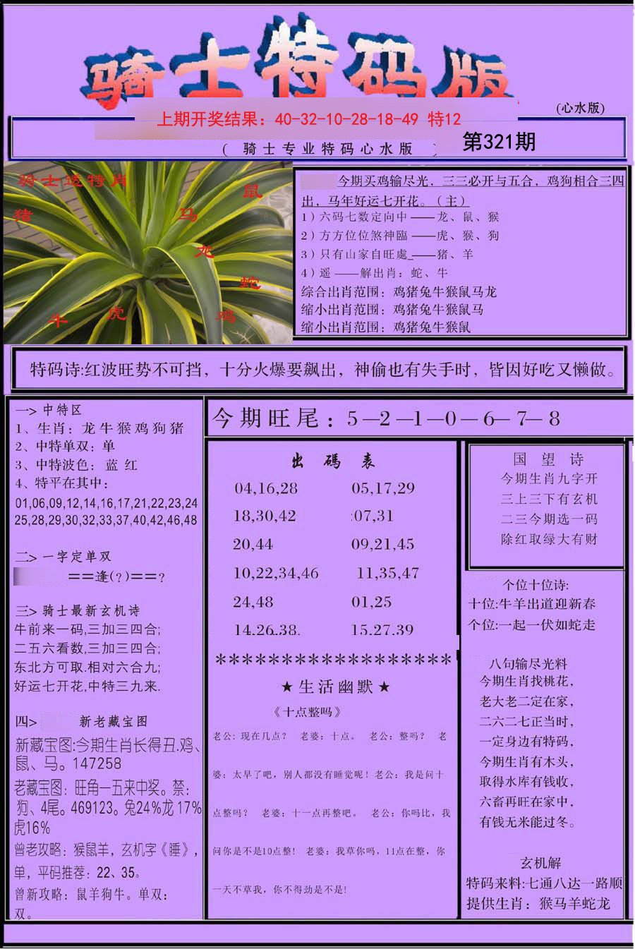 2024321期骑士特码版