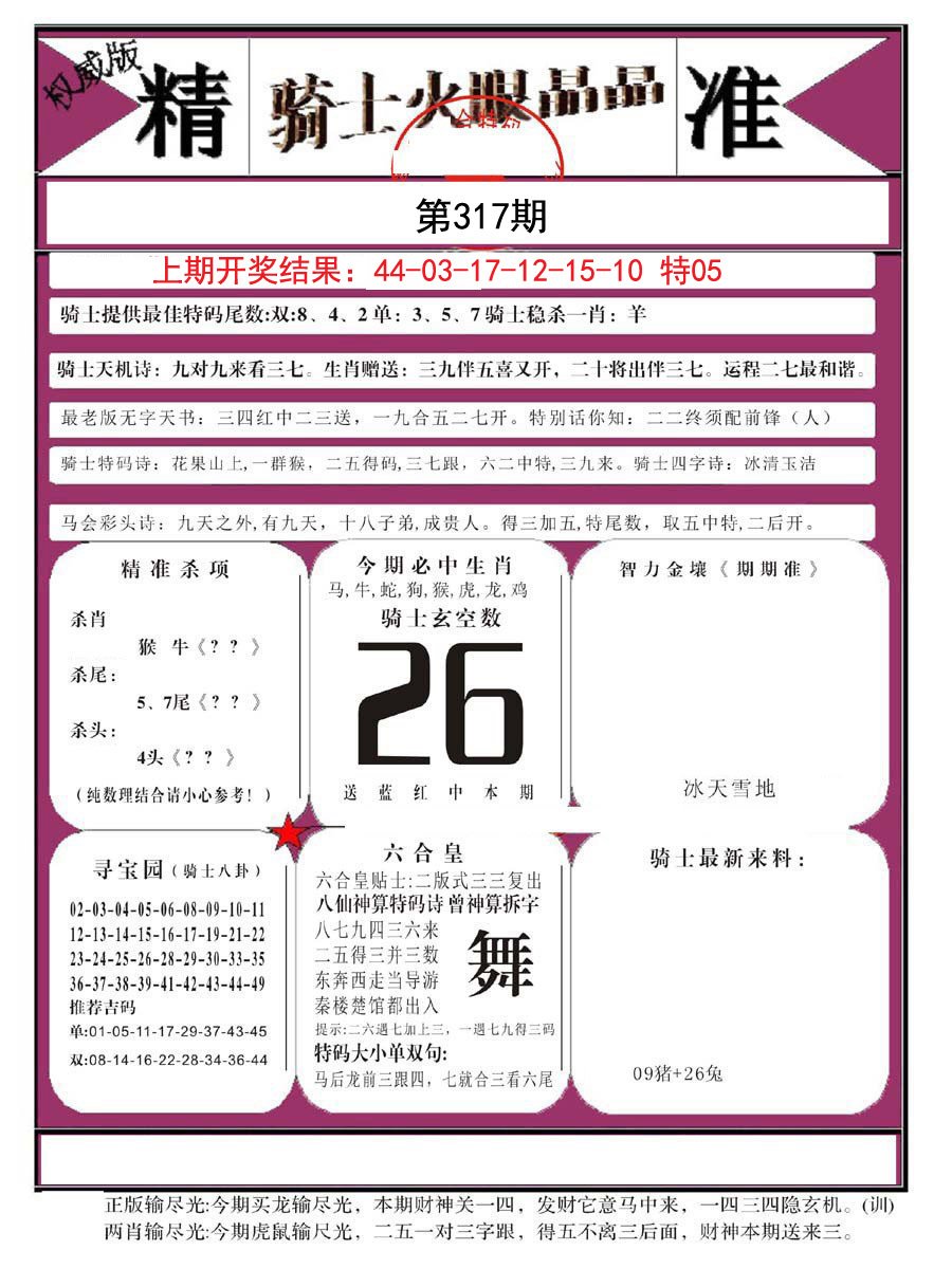 2024317期骑士火眼晶晶B