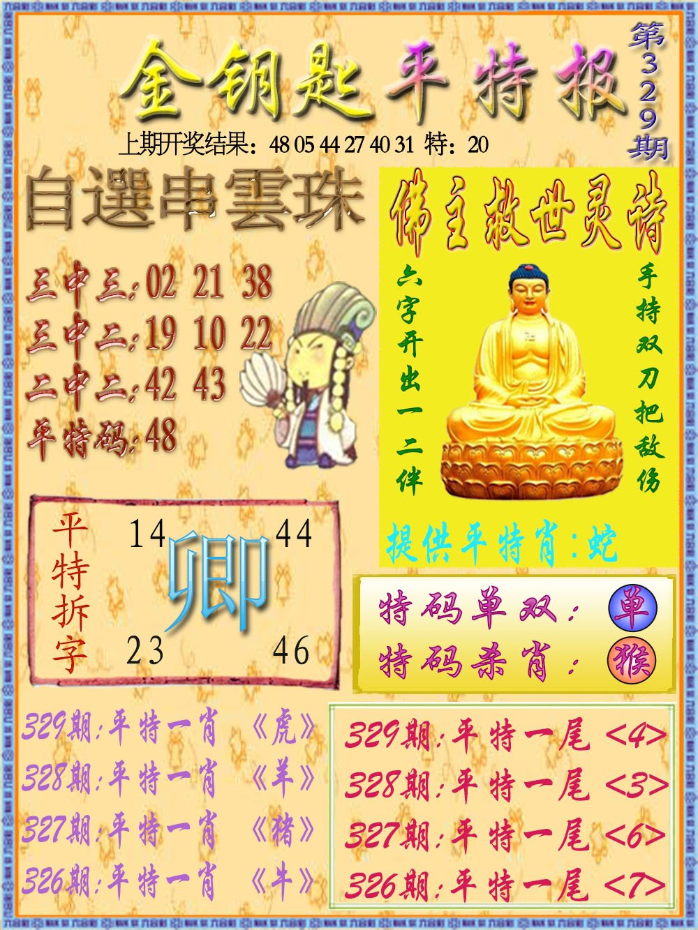 2024329期金钥匙平特报