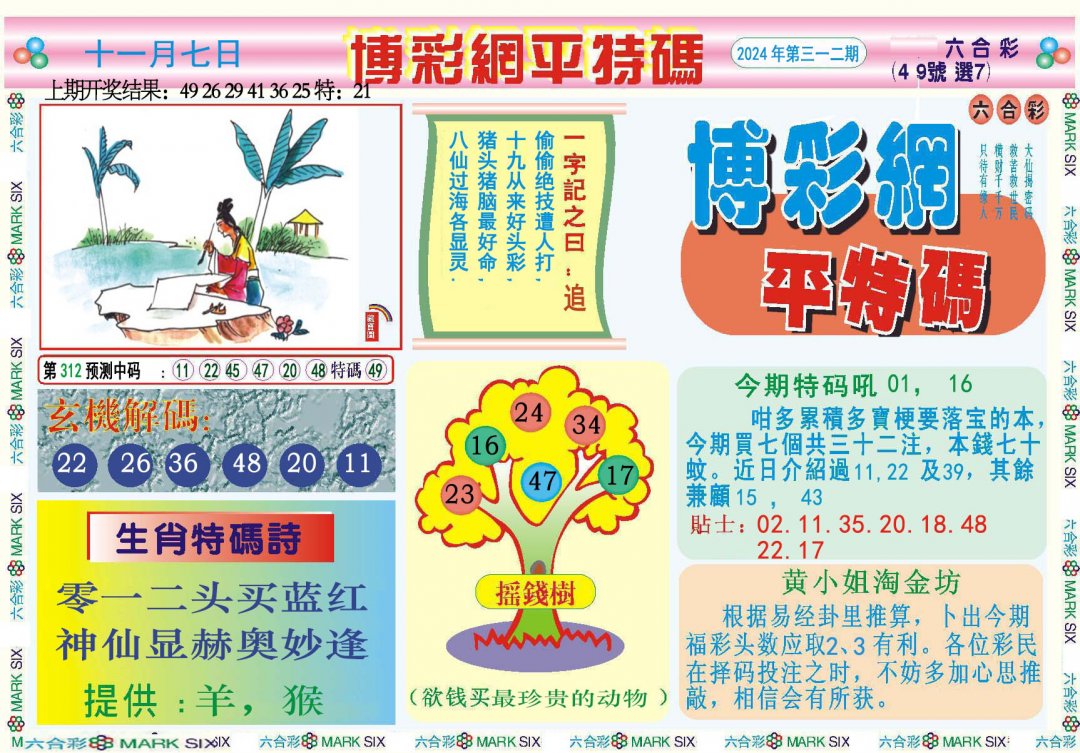 2024312期博彩网平特报