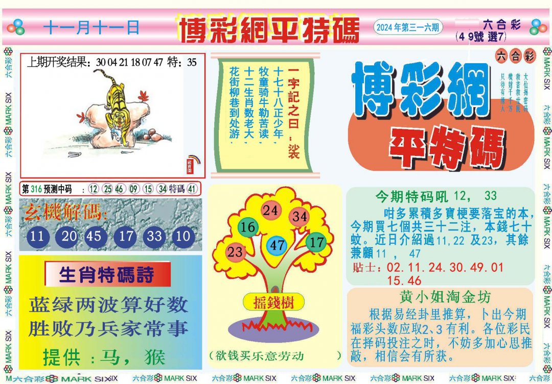 2024316期博彩网平特报