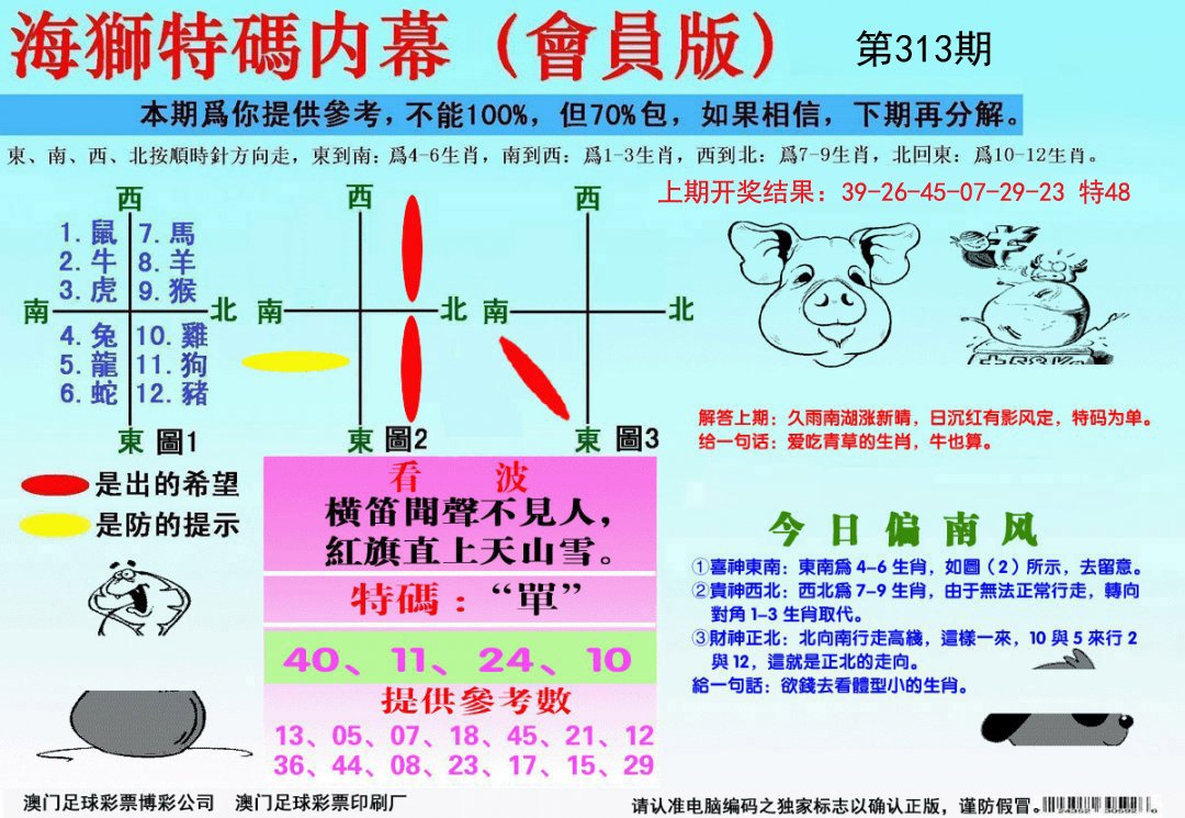 2024313期海狮特码会员报