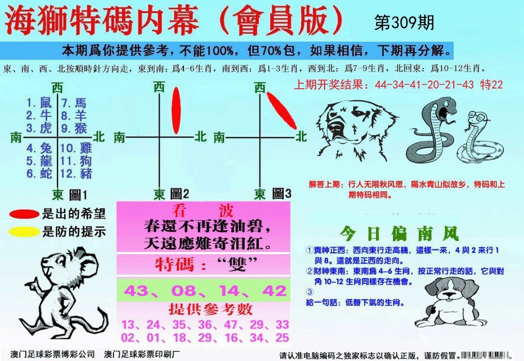 2024309期海狮特码会员报
