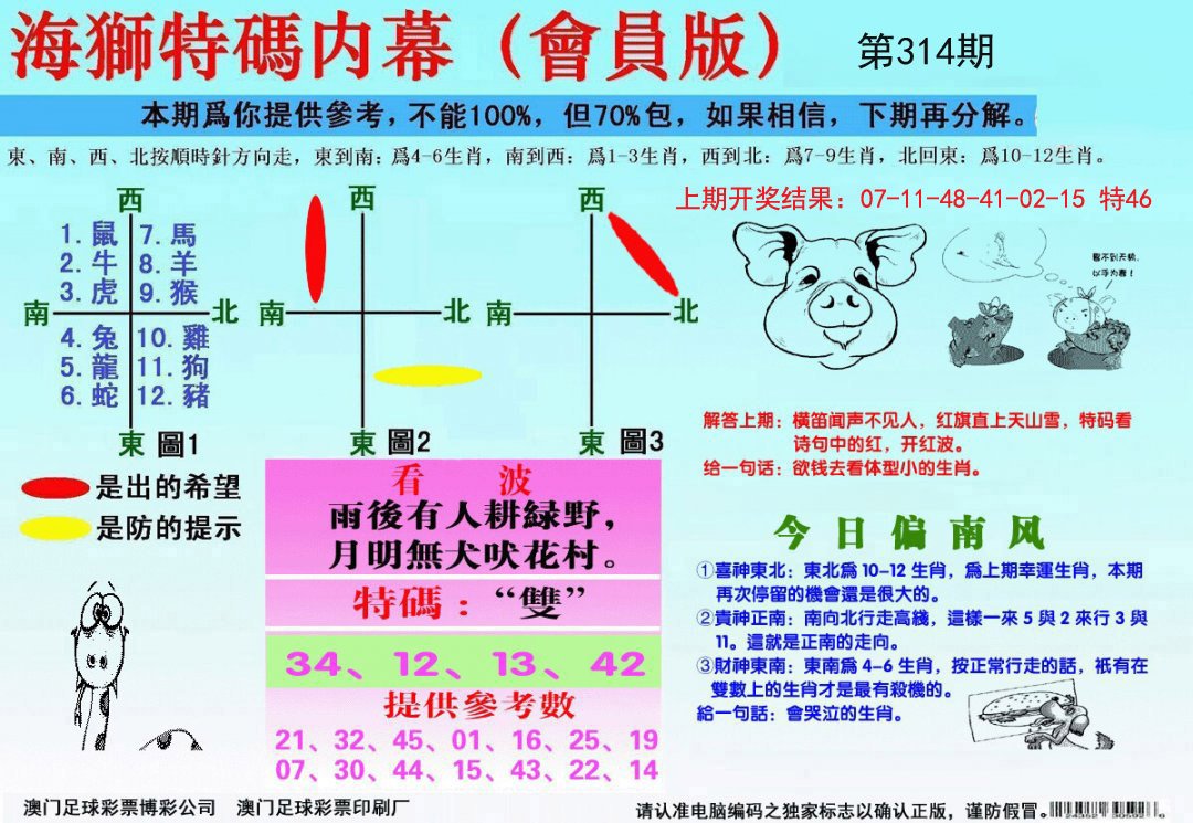 2024314期海狮特码会员报