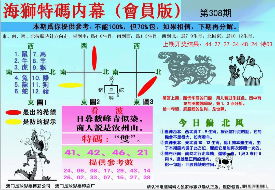 2024308期海狮特码会员报