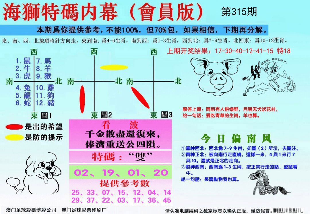 2024315期海狮特码会员报