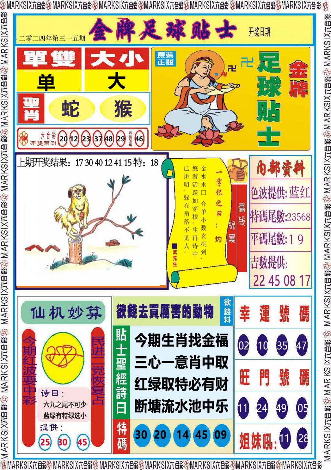 2024315期金牌足球贴士