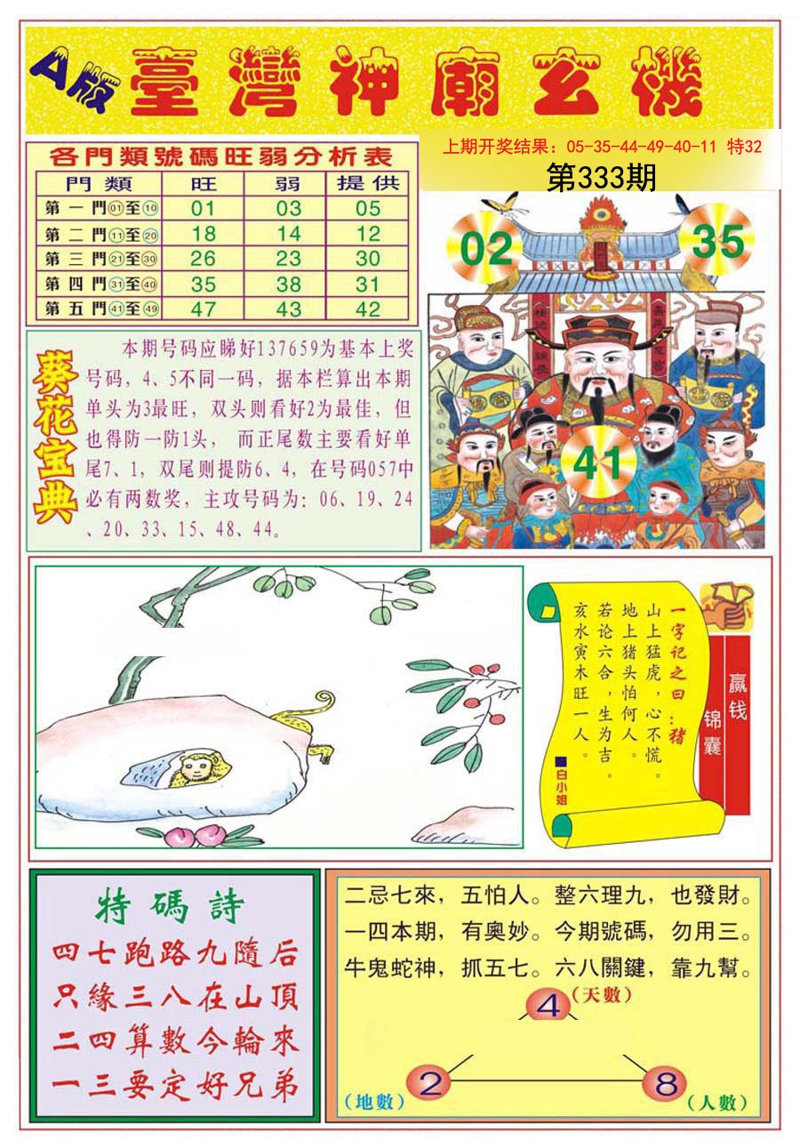 2024333期台湾神庙A