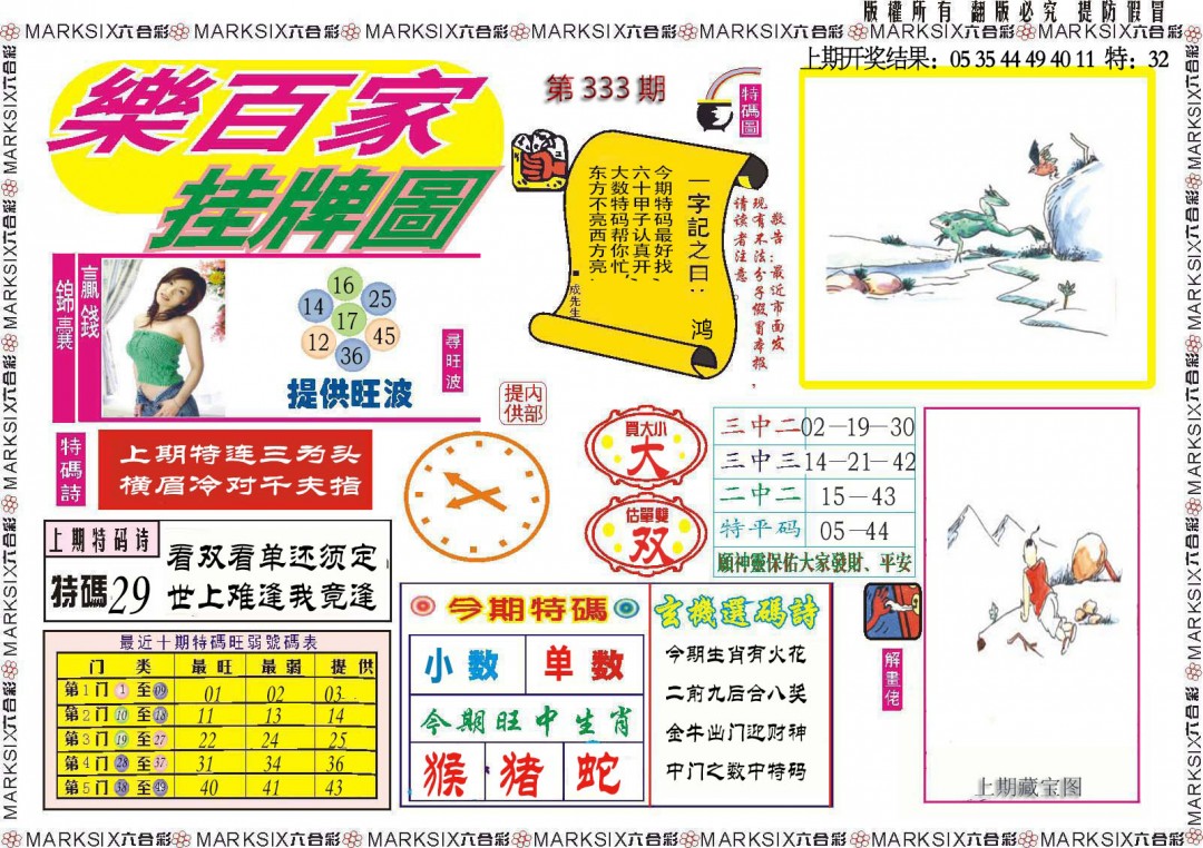 2024333期乐百家挂牌图