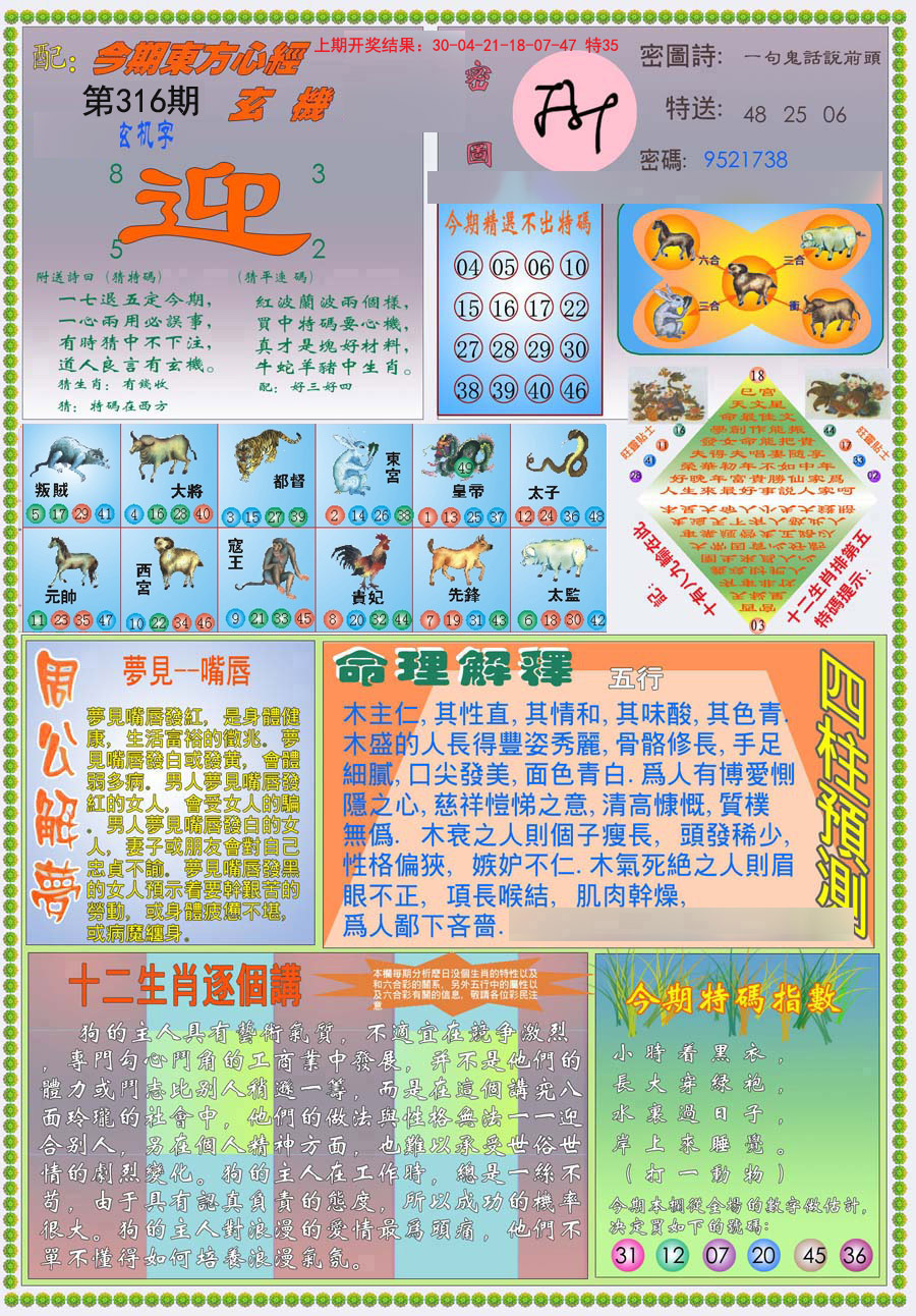 2024316期(新版)东方心经B