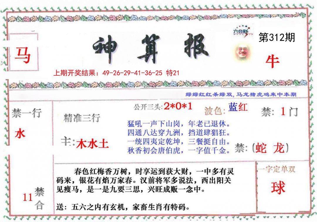 2024312期神算報