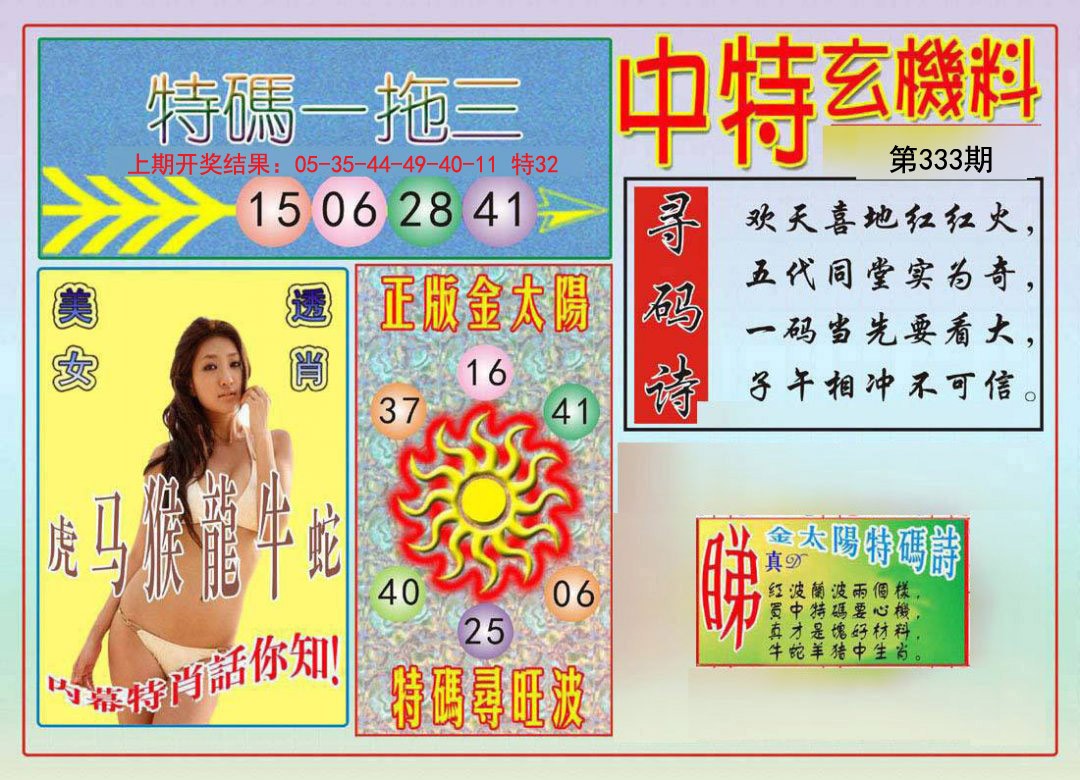 2024333期中特玄机料