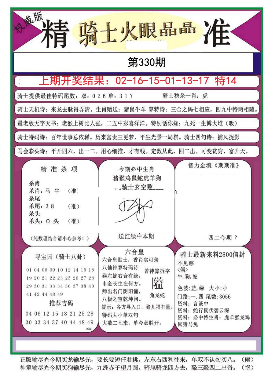 2024330期骑士火眼晶晶（正）