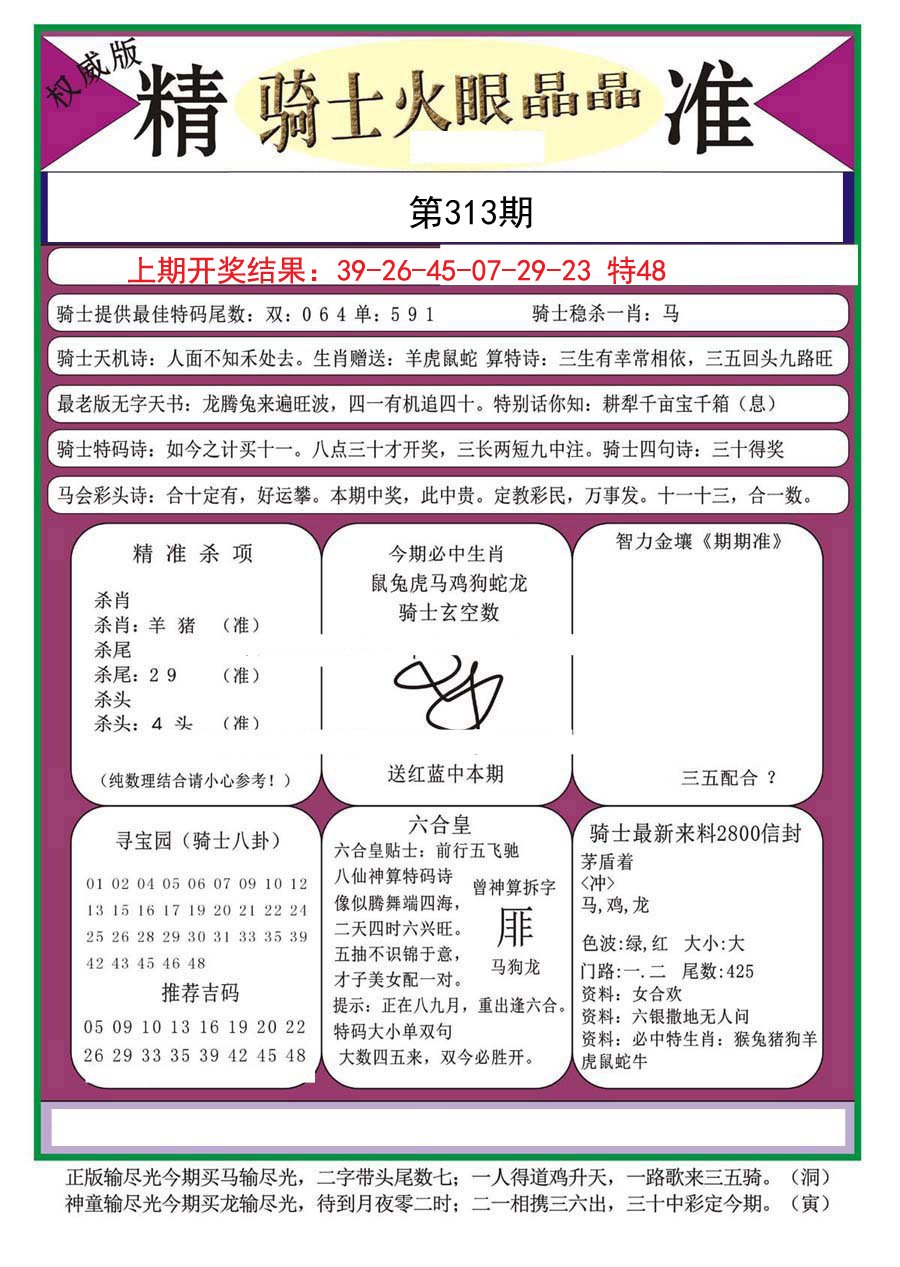 2024313期骑士火眼晶晶（正）