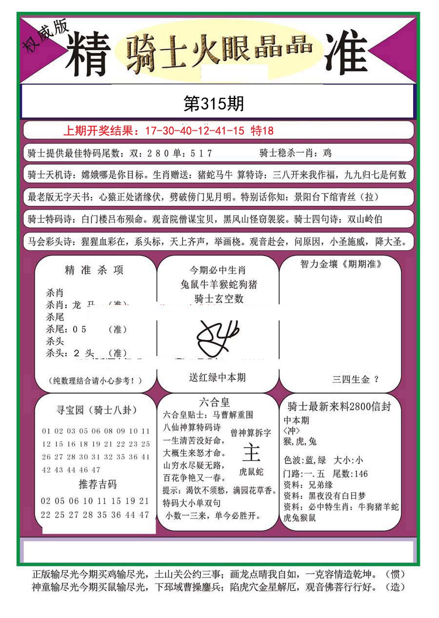 2024315期骑士火眼晶晶（正）