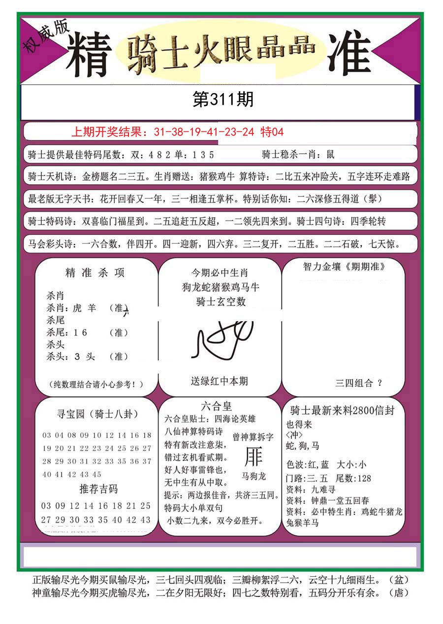 2024311期骑士火眼晶晶（正）