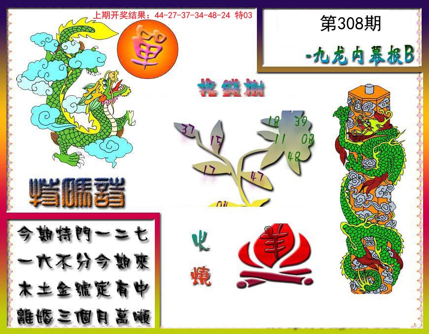 2024308期九龙内幕特肖图a
