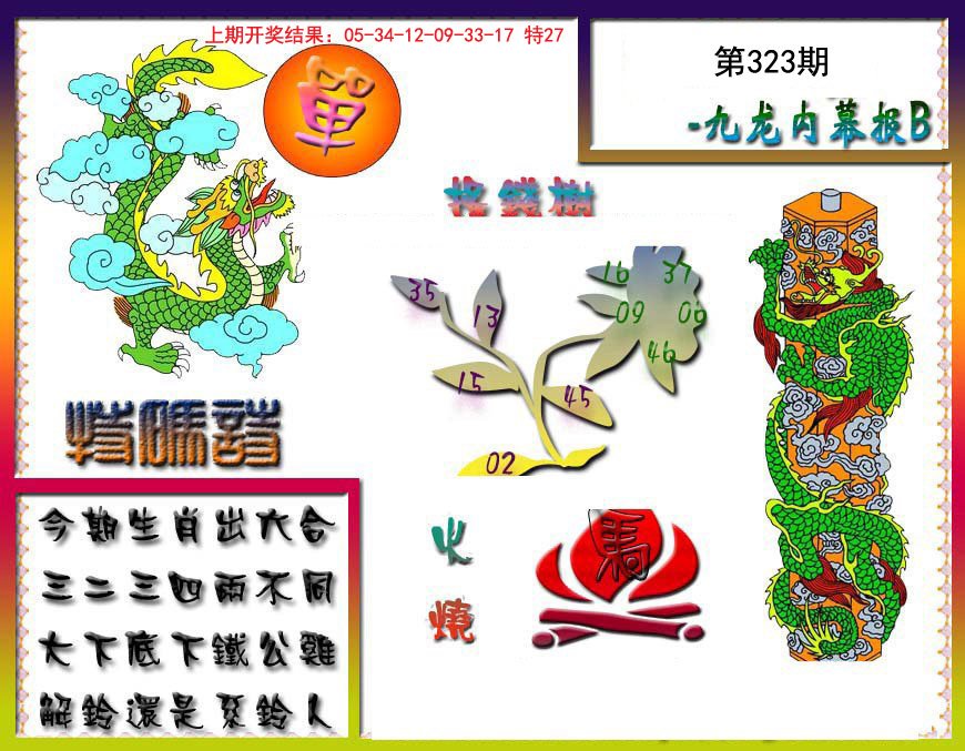 2024323期九龙内幕特肖图a