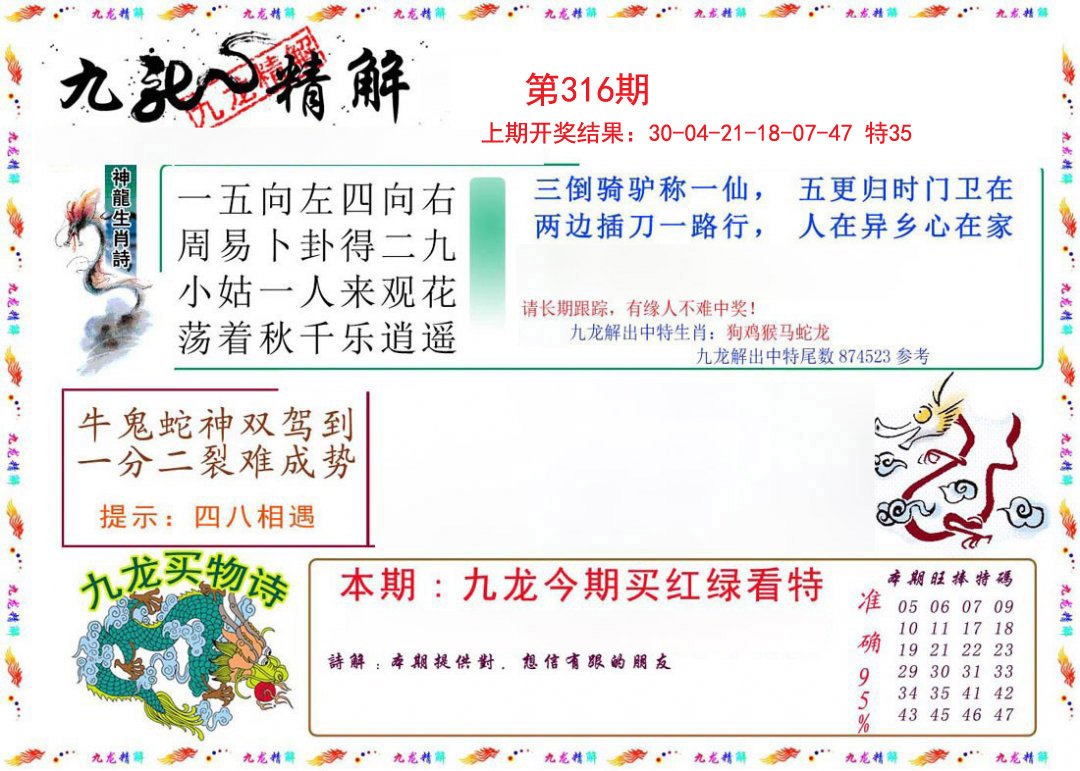 2024316期九龙精解