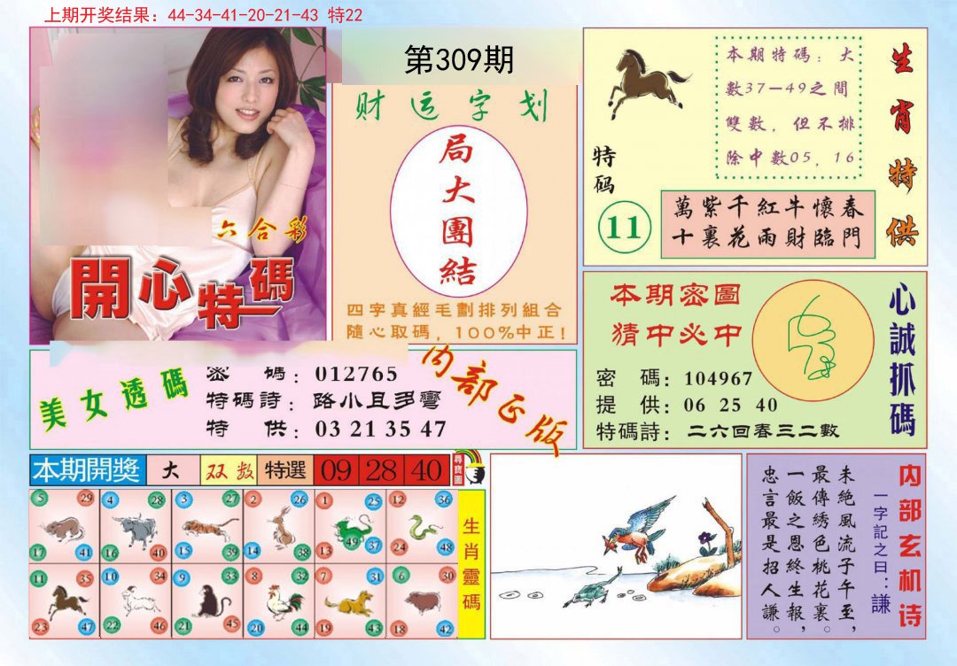 2024309期开心特码