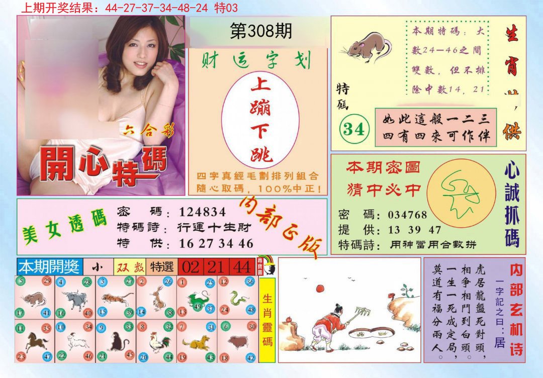 2024308期开心特码