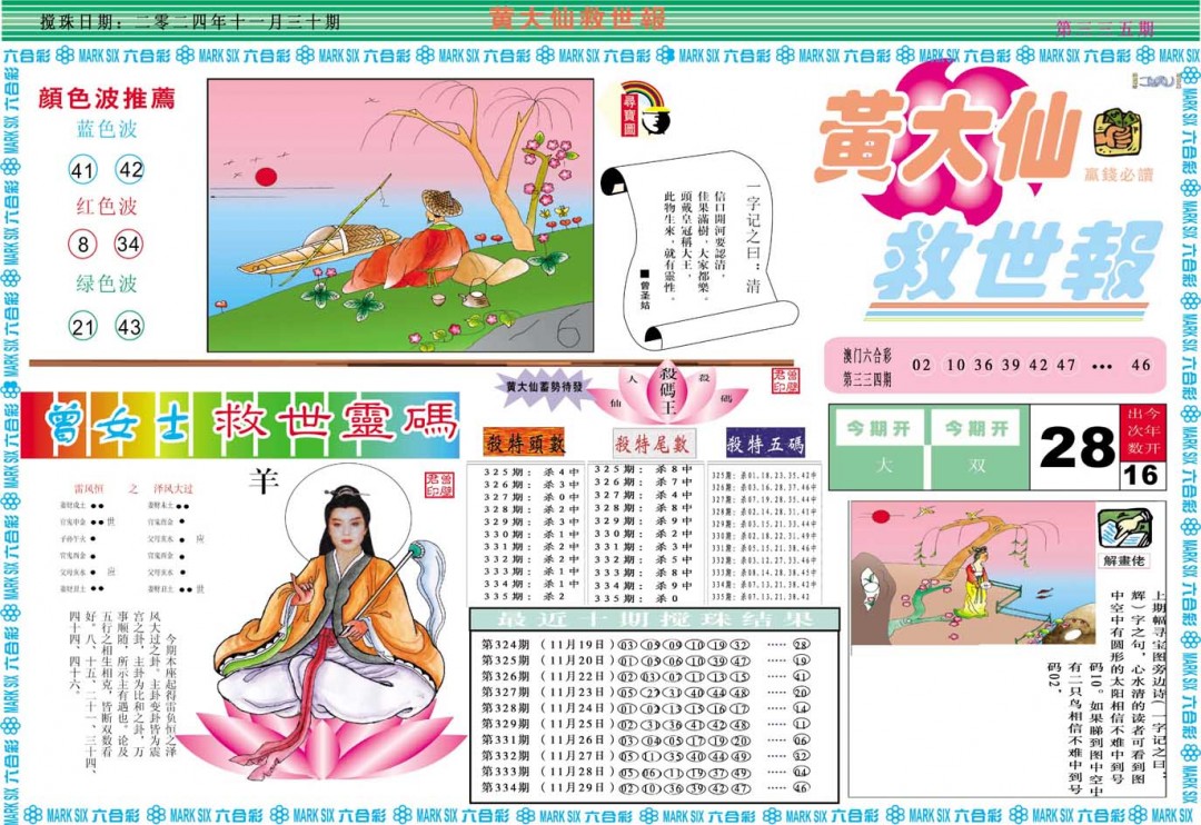 2024335期黄大仙救世A