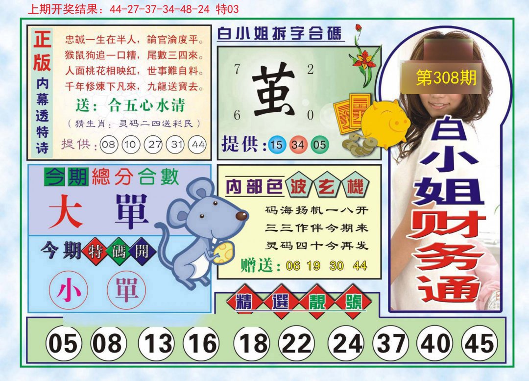 2024308期白小姐财务通