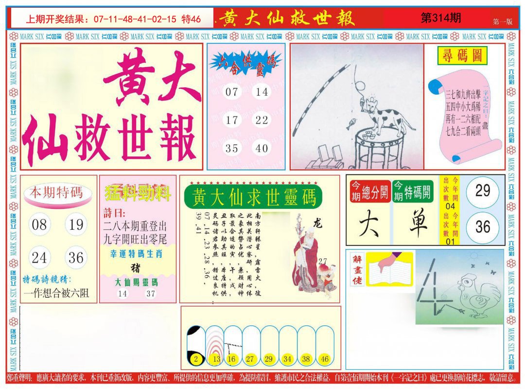 2024314期新黄大仙救世A