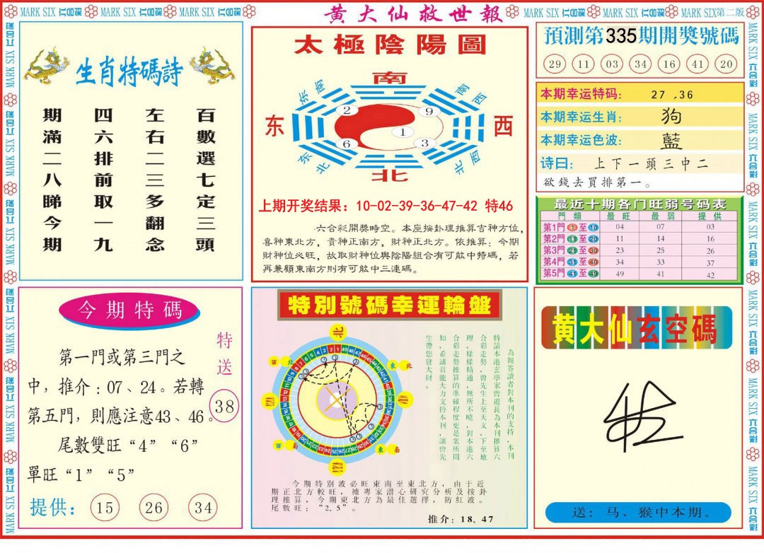 2024335期新黄大仙救世B