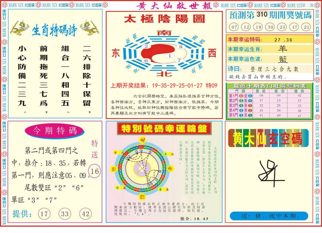 2024310期新黄大仙救世B