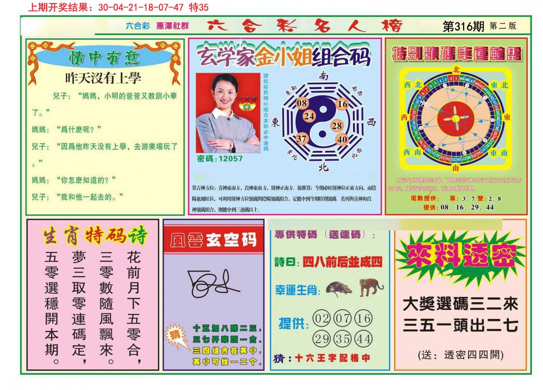 2024316期名人榜B