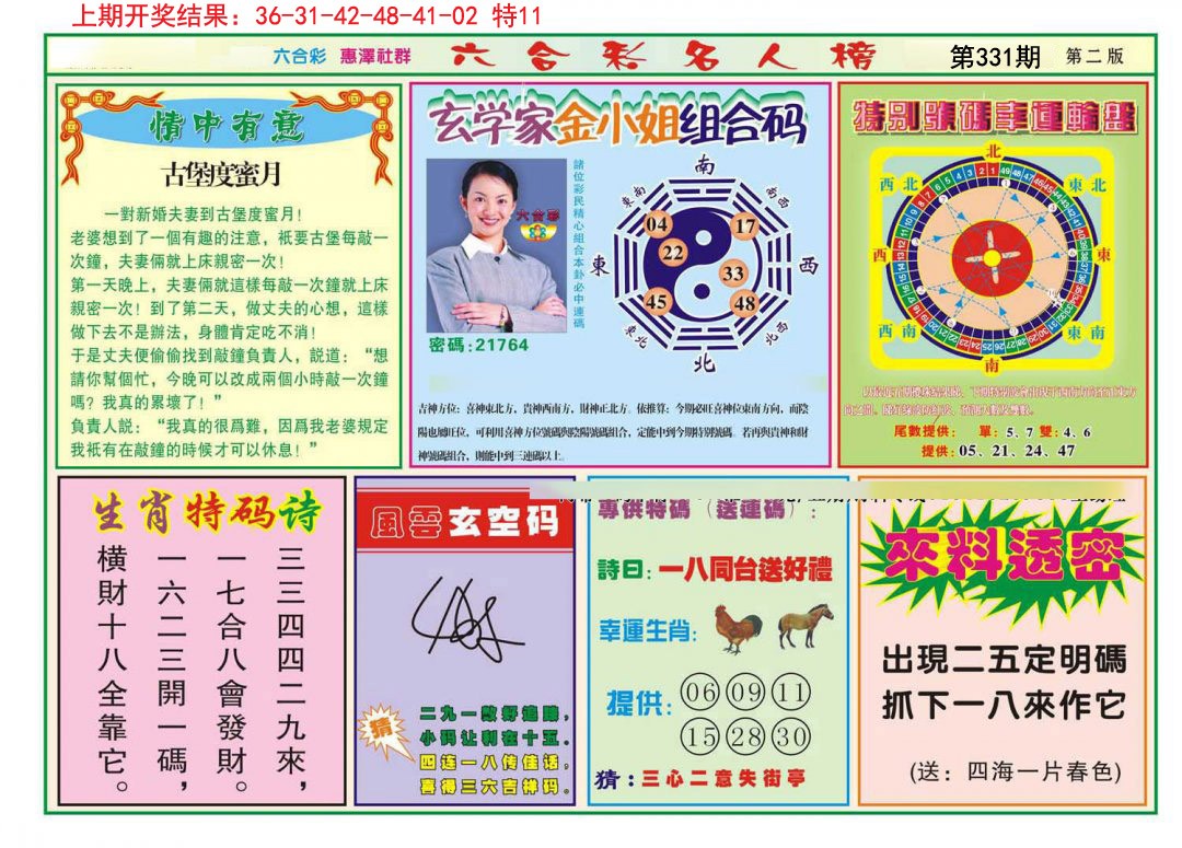 2024331期名人榜B