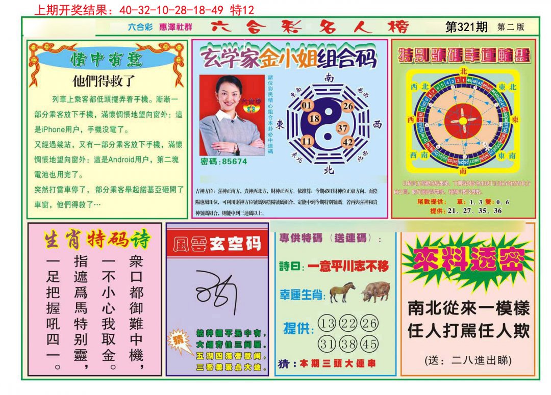 2024321期名人榜B
