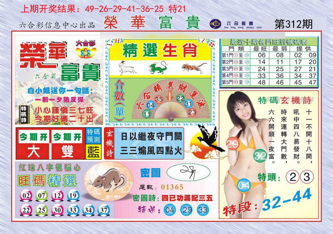 2024312期荣华富贵