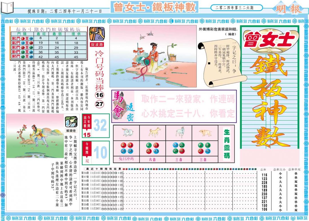 2024326期曾女士铁板神数A