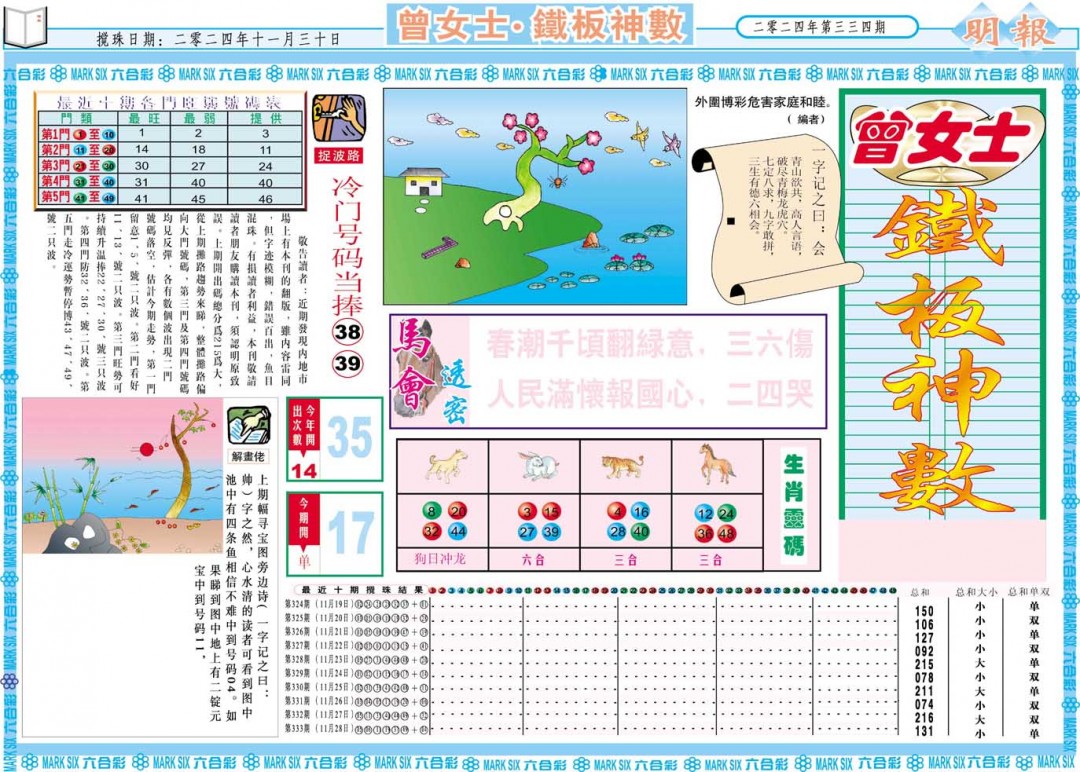 2024334期曾女士铁板神数A
